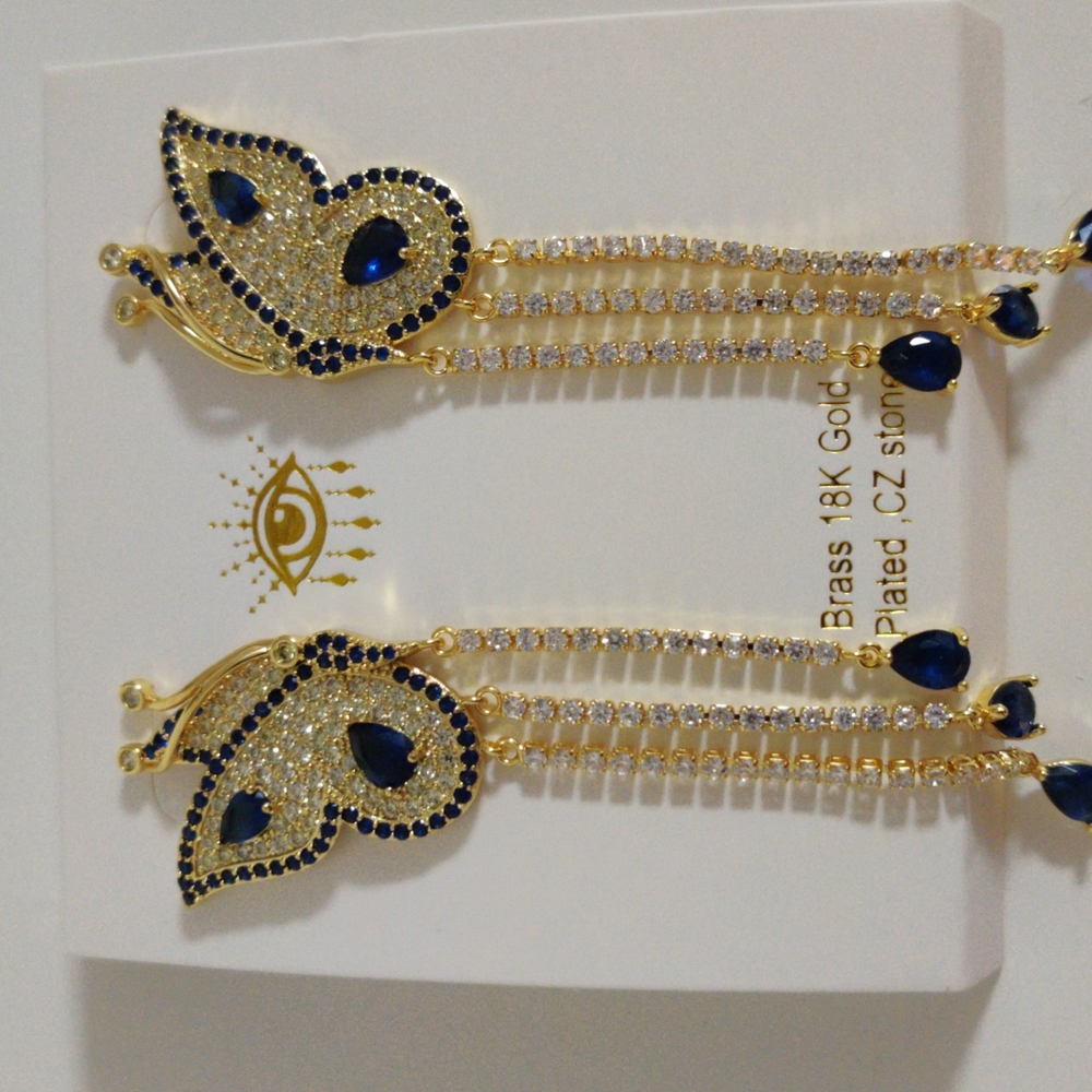 Earrings gold plated, CZ stones